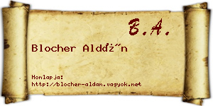 Blocher Aldán névjegykártya